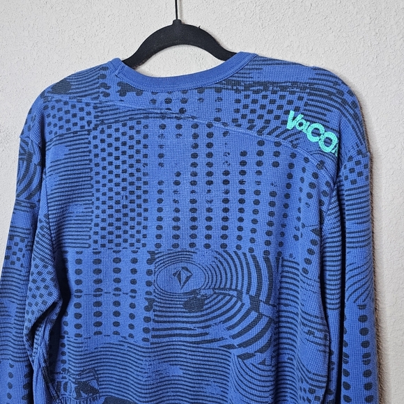 Vtg Volcom Mens L Thermal Long‎ Sleeve Tee Shirt Blue 90s Ski Snowboard Preppy - Picture 9 of 13
